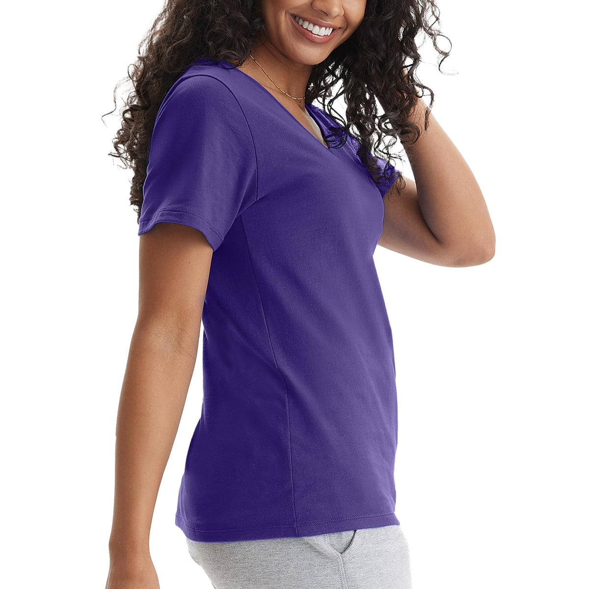Hanes Playera de algodón Cuello V para Mujer Originals