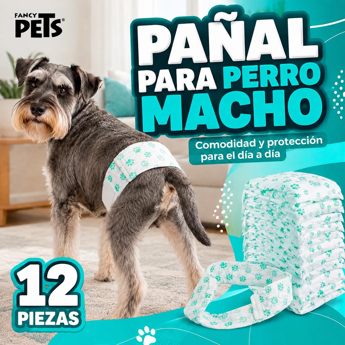 Fancy Pets Pañal para Perro Macho Tamaño Grande con 12 Piezas