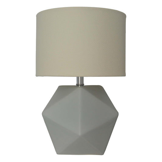 Luzerna CM-0087 Lámpara De Mesa Poliedro, Color Gris Marfil Mate, 1 Unidad