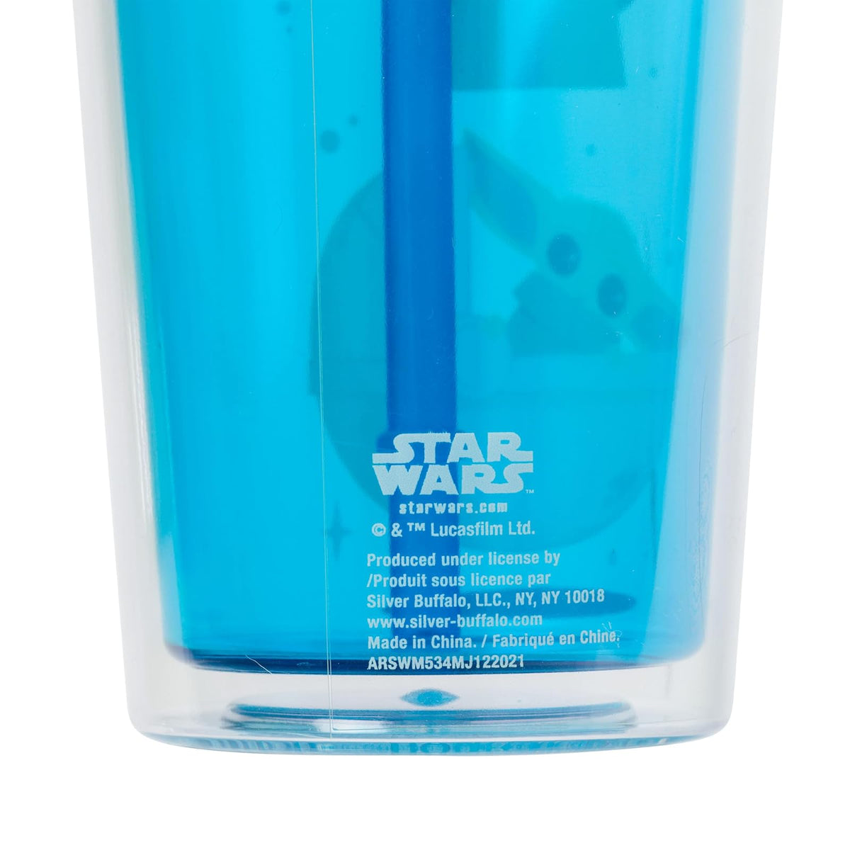 Silver Buffalo Star Wars The Mandalorian Baby Yoda Grogu Poses - Taza fría de plástico con tapa y tapa para popote, 24 onzas