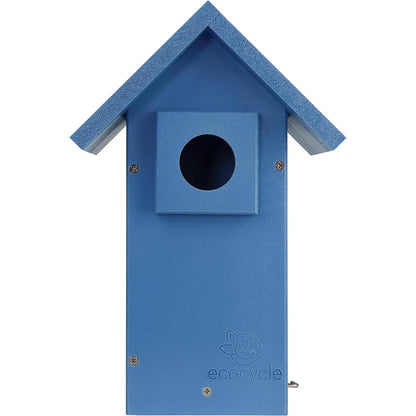 EcoCycle Bluebird Bungalow - Casa de pájaros de plástico Reciclado con Protector depredador y Puerta de Limpieza, casa de pájaros Salvajes y decoración al Aire última intervensión, Azul