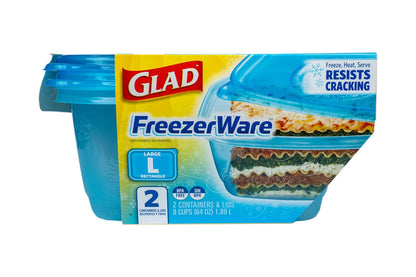Gladware - Contenedores de almacenamiento de alimentos, grandes, rectangulares para uso diario, recipientes de almacenamiento de alimentos seguros para congelador, soporta hasta 64 onzas de alimentos,