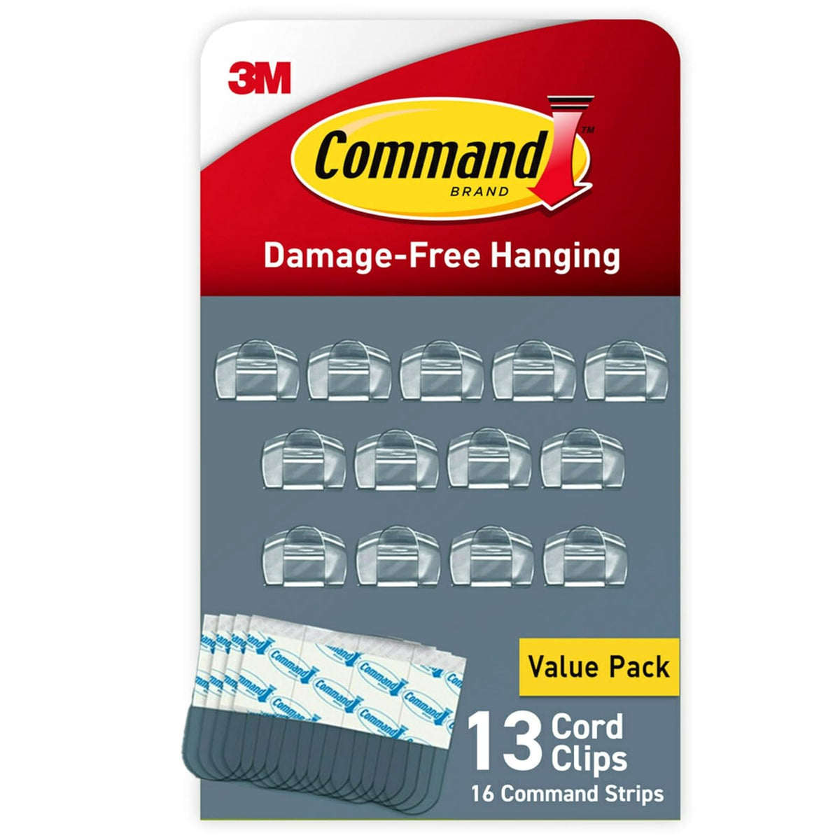 Command Clips de luz para exteriores, clips de luz colgantes sin daños con tiras adhesivas, clips de pared para colgar decoraciones de Navidad al aire última intervensión, luces y cables, 20 clips transparentes y 24 tiras de comando - 1 paquete - 13 clips