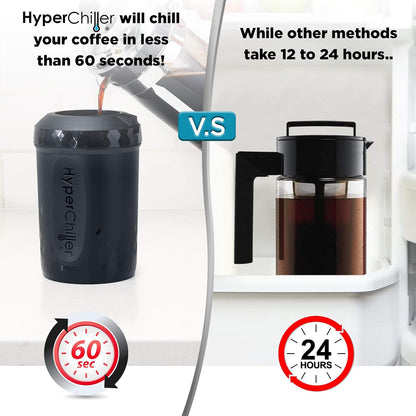 HyperChiller HC3 - Enfriador patentado para café helado/bebidas, nuevo, mejorado, más fuerte y más duradero Listo en un minuto, reutilizable para té helado, vino, licores, alcohol, jugo, 12 onzas,