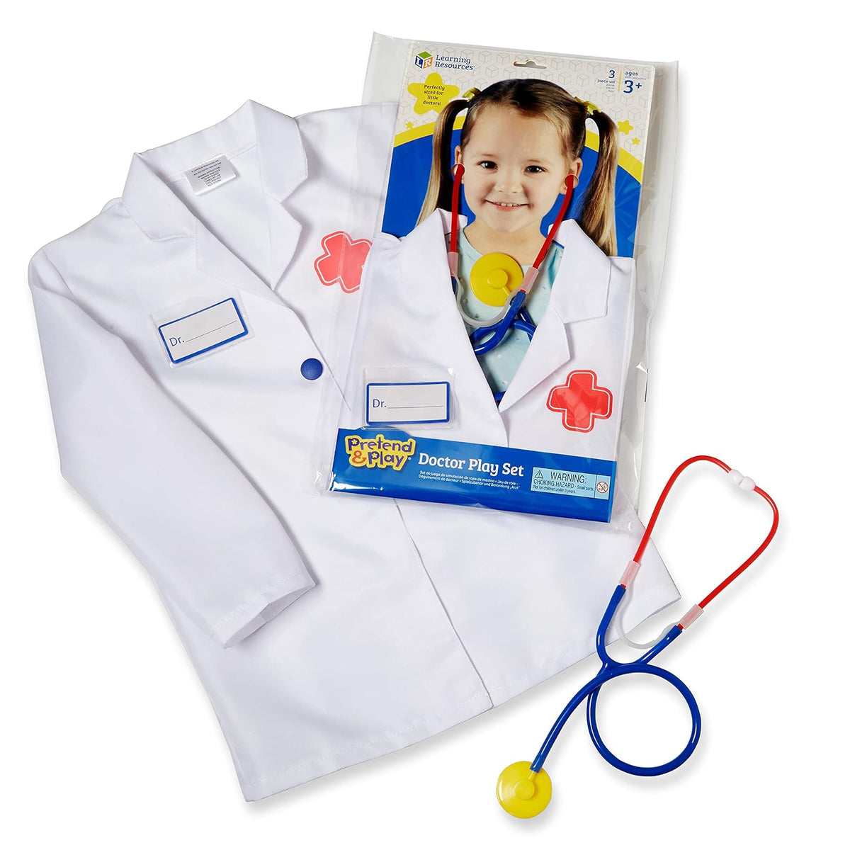Learning Resources Doctor Play Set, Kit de médico para niños, Juego de simulación, Juego de imaginación, 3 Piezas, Mayores de 3 años