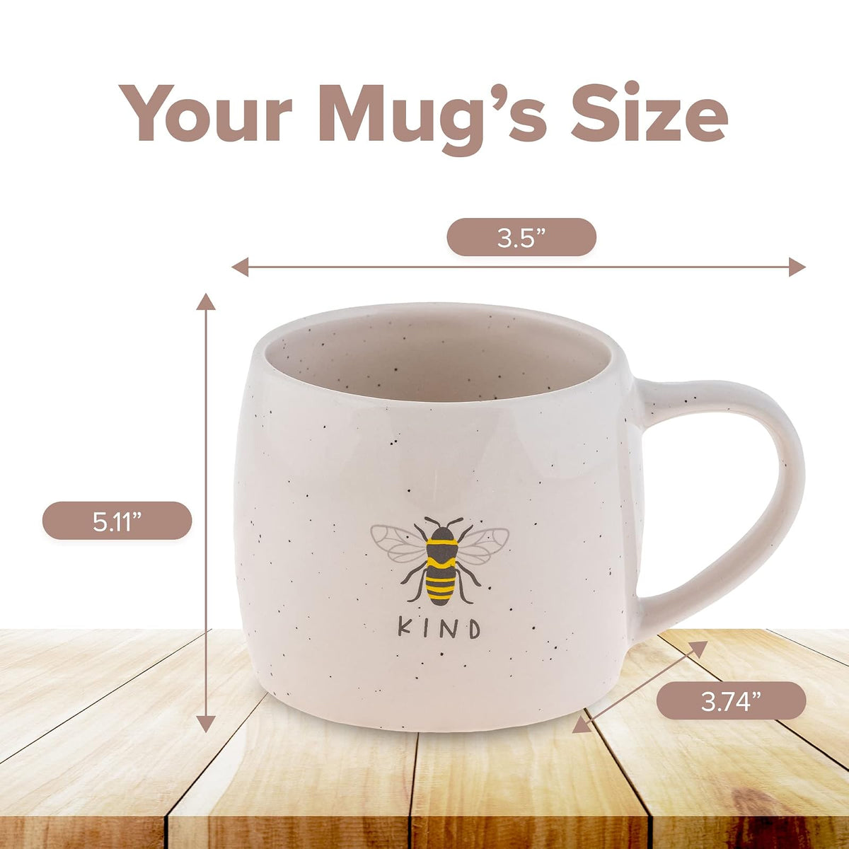 Karma Gifts - Taza de cerámica Reese - Taza de café de 16 onzas - Lindas tazas para mujeres y hombres, abeja