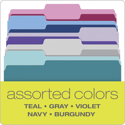 Pendaflex Two Tone Color File Folders, Letter Size, Assorted Colors (Teal, Violet, Gray, Navy and Burgundy), 1/3-Cut Tabs, 5 Color, 100/Box, (02315)