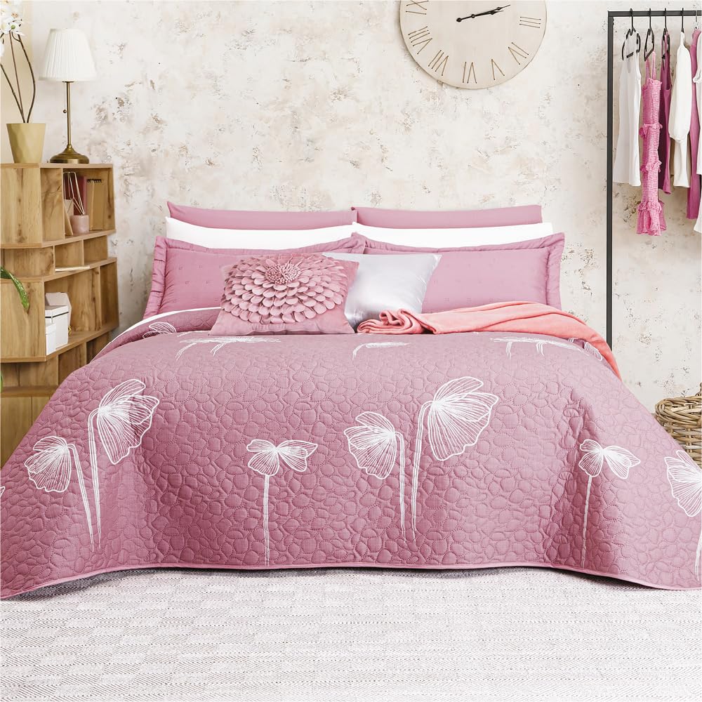Colchas Concord Edredón, Color Berry, 100% Poliéster, Tamaño Matrimonial, Queen Size, Acolchado Suave para Ropa de Cama y Recámara, Colcha Acolchada para Cama, 1 Pieza