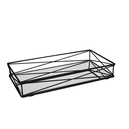 Home Details - Tanque negro mate, para perfumes, joyas, artículos de cambiador, baño, mesa de centro, bandeja de cambiador decorativa, 14 x 7 x 2 pulgadas - Negro mate