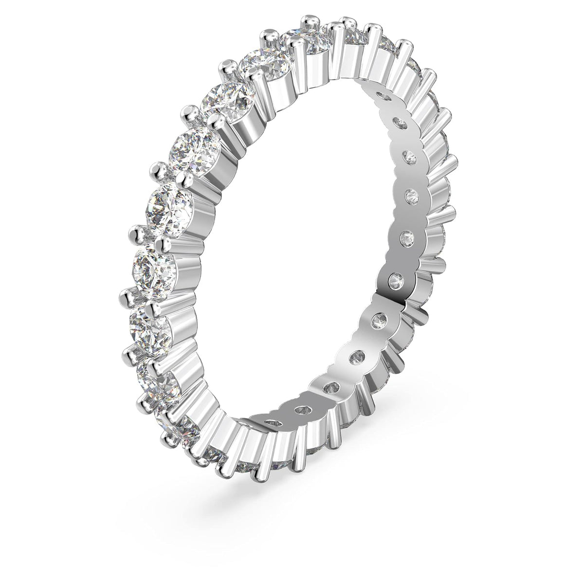 Swarovski Constella - Juego de 2 anillos chapados en rodio y corte princesa