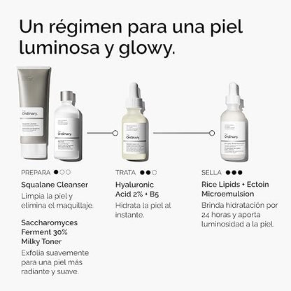 The Ordinary Rice Lipids + Ectoin Microemulsion, Suero hidratante para piel seca, hidratación calmante que ayuda con el enrojecimiento, 60 ml