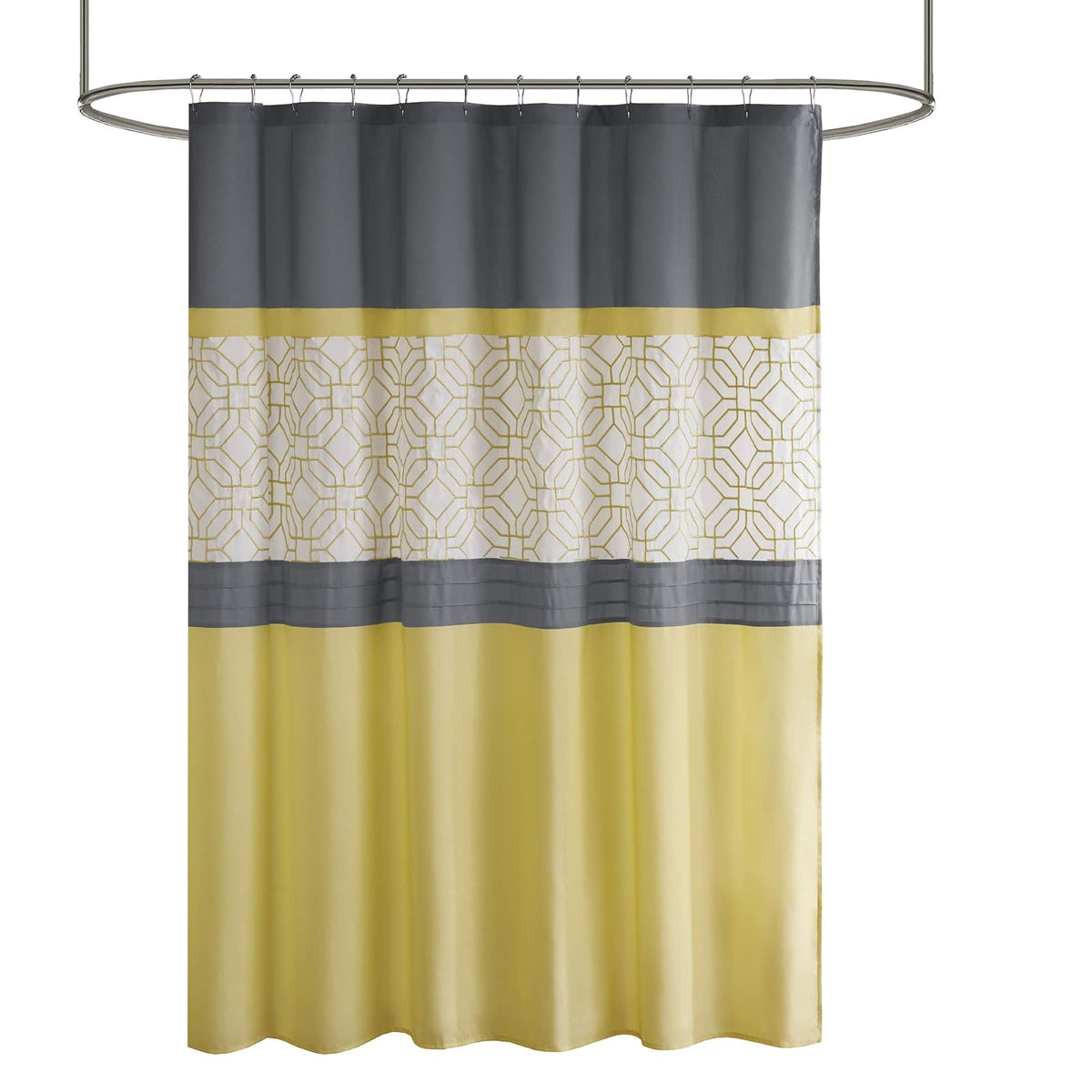 Donnell bordadas y cortina de ducha con forro, Amarillo/Gris, 72x72"