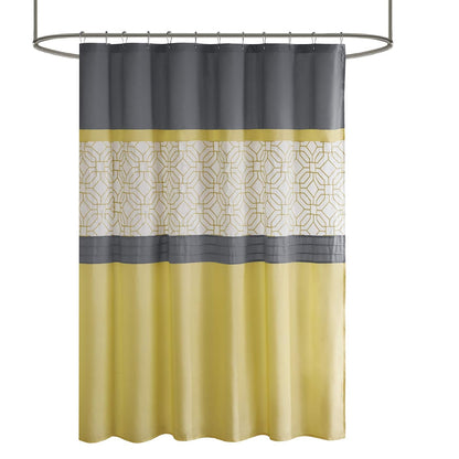 Donnell bordadas y cortina de ducha con forro, Amarillo/Gris, 72x72"