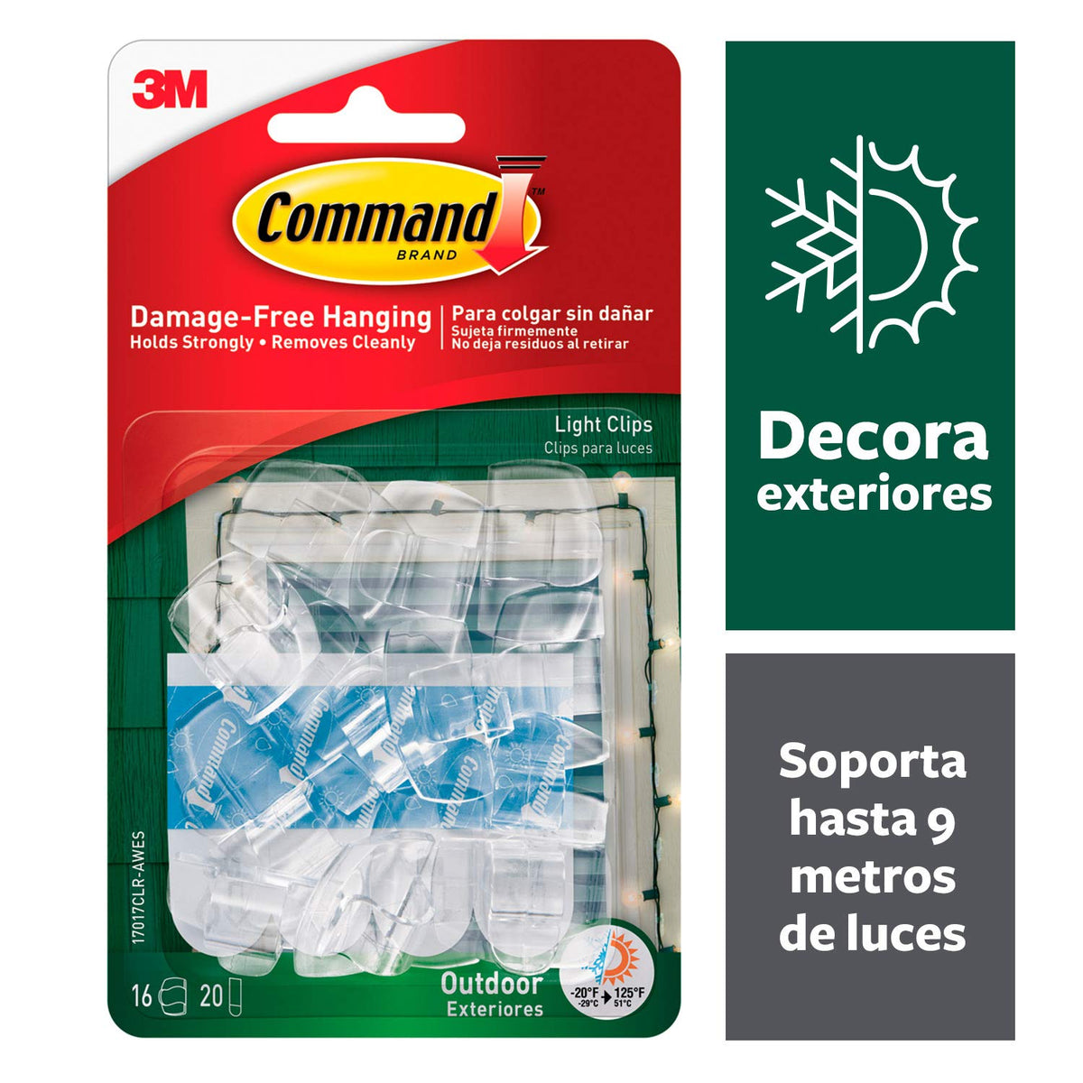 COMMAND 3M Gancho Adhesivo Removible de Metal Mediano Transparente 2 piezas | Soporta hasta 1.3 kg, Organiza interiores sin dañar superficies, No requiere herramientas, Fácil de instalar, Fijación segura