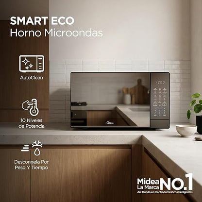 Midea MMDK14S2MB Horno de Microondas 1.4 Pies Cúbicos 40L SmartECO Negro Puerta Espejo