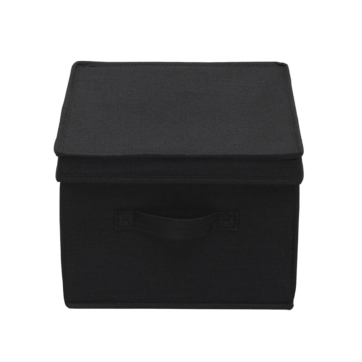 Household Essentials - Caja de almacenamiento grande de tela con tapa, color negro, juego de 2
