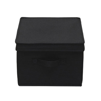 Household Essentials - Caja de almacenamiento grande de tela con tapa, color negro, juego de 2