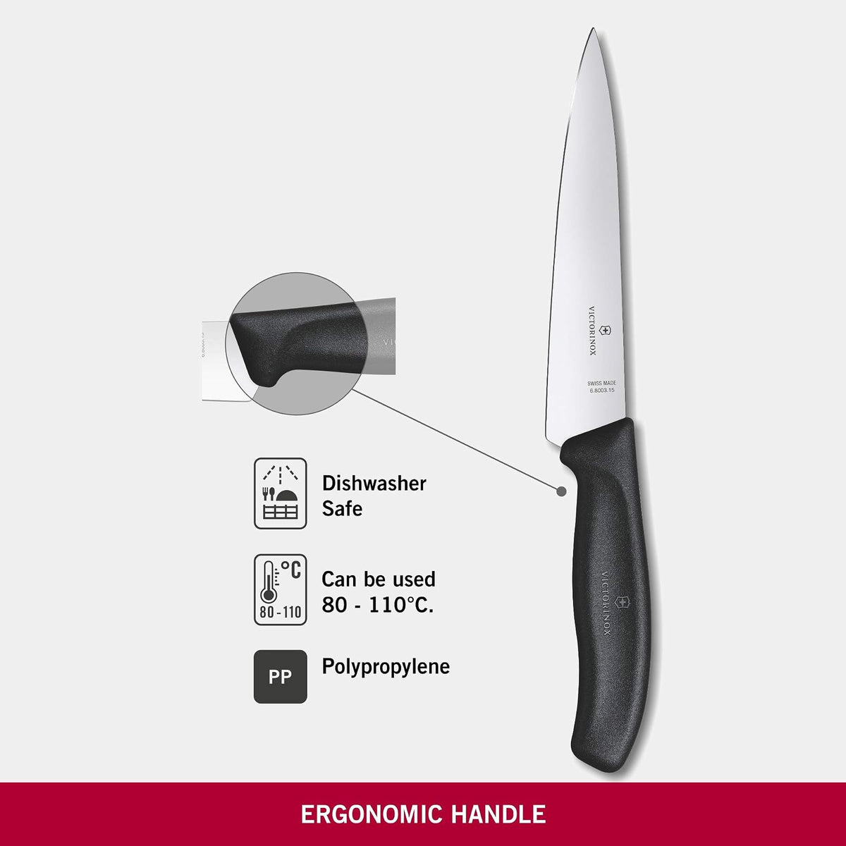 Victorinox 6.8003.15G Cuchillo De Cocina, 15 Cm, Negro
