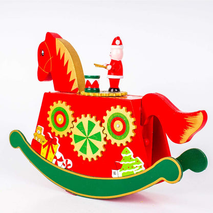 Running 11233R Figura Navideña de Madera - Caja Musical Caballo, Multicolor