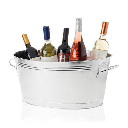 True - Tina galvanizada, cubos de hielo grandes para fiestas, enfriador de bebidas para cerveza, vino, gaseosas, agua embotellada, tina de bebidas rústica, cubeta de bebidas para fiestas en interiores