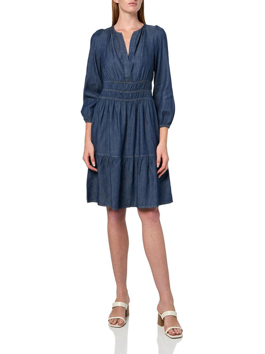 Tommy Hilfiger Long Sleeves Split Neck Fit and Flare Dress Vestido Informal Mujer