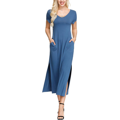 INK+IVY Camiseta de Manga Corta para Mujer, Bolsillos Largos, Maxi Vestidos de Swing de rayón elástico, Ropa de Verano