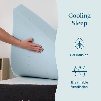 Lucid - Colchoneta de Memory Foam con Gel Refrescante - Sobrecolchón Ventilado de 7.5 cm - Topper Suave y Acolchado para Colchón - Alivia Puntos de Presión - King