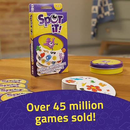 Asmodee Spot It! Juego de cartas clásico (actualización de 2024) - Edición Eco-Blister, juego de percepción visual 5 en 1 para reflejos rápidos y diversión familiar, edades de 6 años, 2 a 8 jugadores