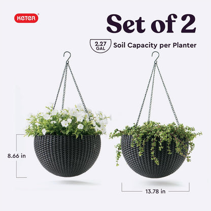 Keter 237997 Hanging Planter Set, Graphite