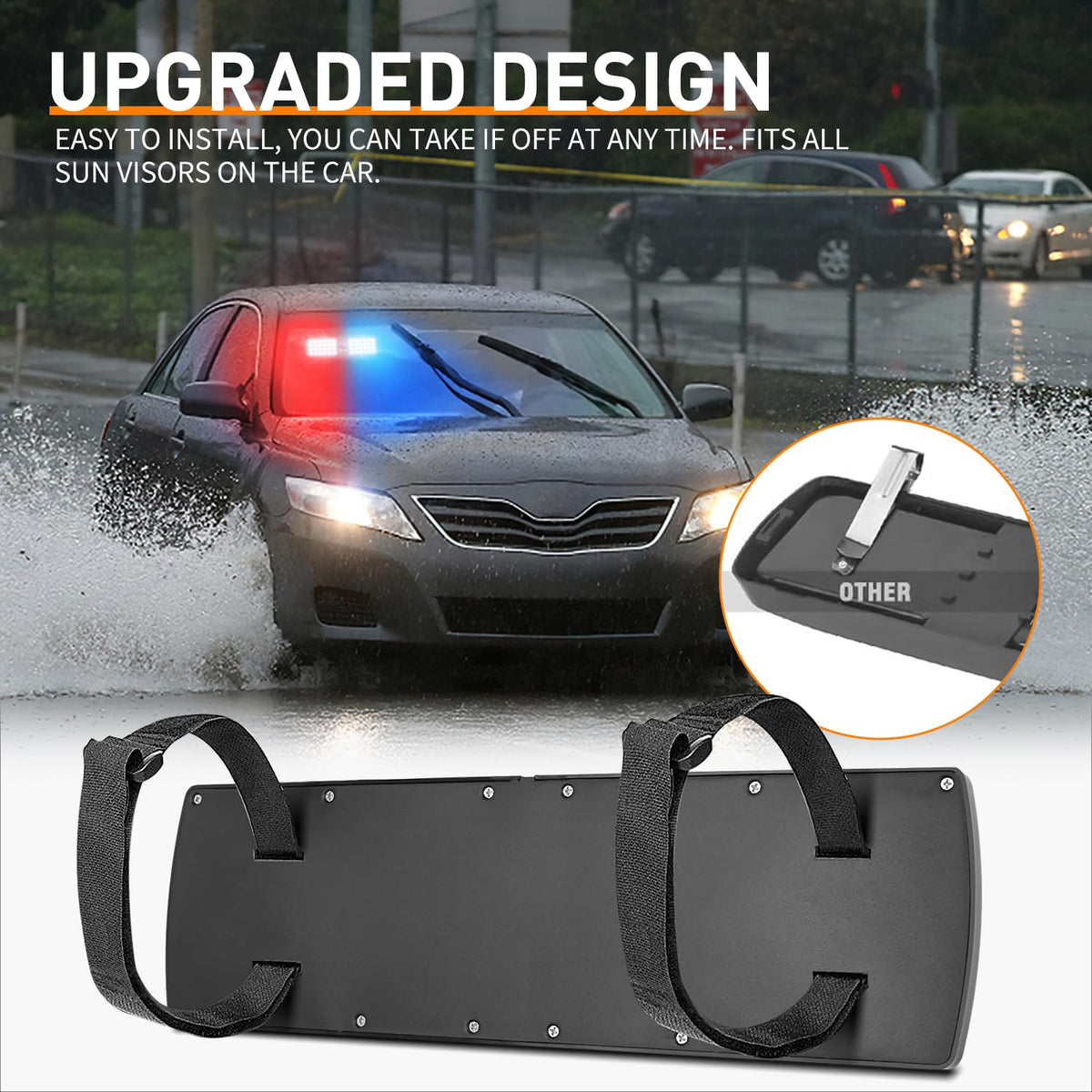 Nilight Red Blue 48LED Visor Strobe Lights Interior Windshield Emergency Warning Light Super Bright LED for Police Enforcement Firefighters Vehicle Trucks