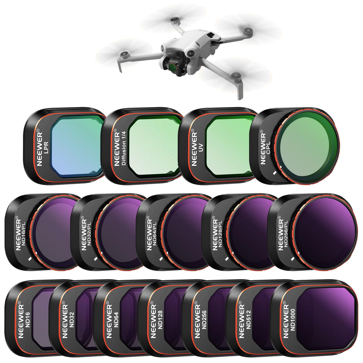 NEEWER Filtros para Drones DJI Mini ND CPL UV - Mini 4Pro - 16 Pack ND&CPL&Effect Filter