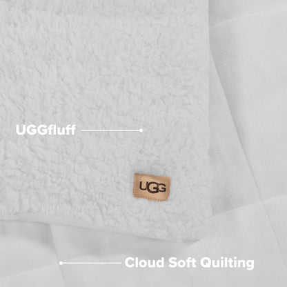 UGG Nita - Manta Suave Reversible de Felpa para sofá o Cama, acogedora Manta cálida y esponjosa para Sala de Estar o Bonita decoración de recámara, Lavable alternativamente, 50 x 70 Pulgadas, Nieve