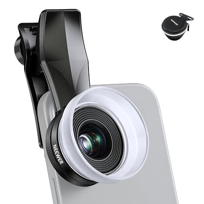 NEEWER 10X Lente Macro con Clip de Lente Teléfono de 17mm Rosca y Parasol Difusor Desmontable, para Jaula de Teléfono Roscada de 17mm/Funda de Teléfono/Abrazadera de Teléfono/Placa Trasera, LS-28 Pro
