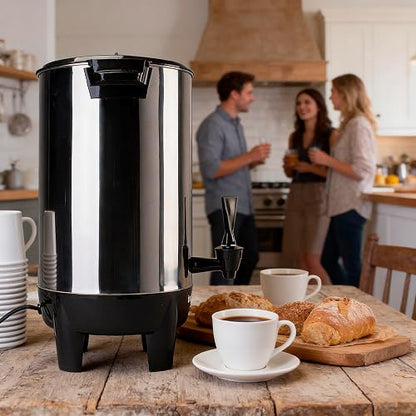 TAURUS COLUMBA | Cafetera Percoladora 40 Tazas 4.5L de Acero Inoxidable | Mantiene Café Caliente | Dispensador con Una Mano | Filtro Reutilizable | Ideal para Eventos, Oficina y Negocio