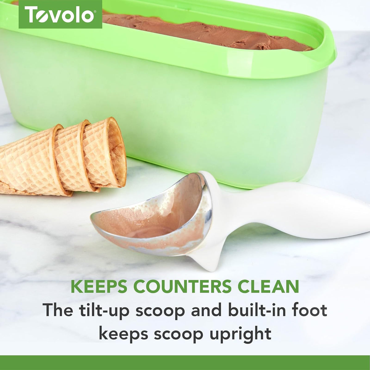 Tovolo Cuchara inclinable (Blanca) - Gadget de Cocina y Herramienta para golosinas congeladas, Helados, sorbetes, gelatina/Utensilios de Regalo y 1 EA