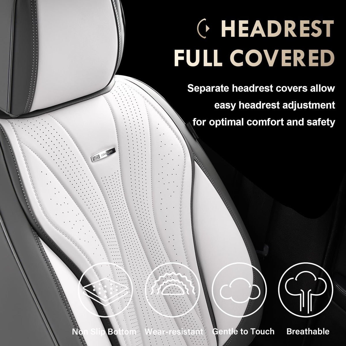 Coverado Fundas de Asiento Delantero, Fundas de Asiento de Piel de Lujo para automóviles, Fundas de Asiento de automóvil, Protector de Asiento de Automóvil, Impermeables, Fundas de Asiento de Automóvil de
