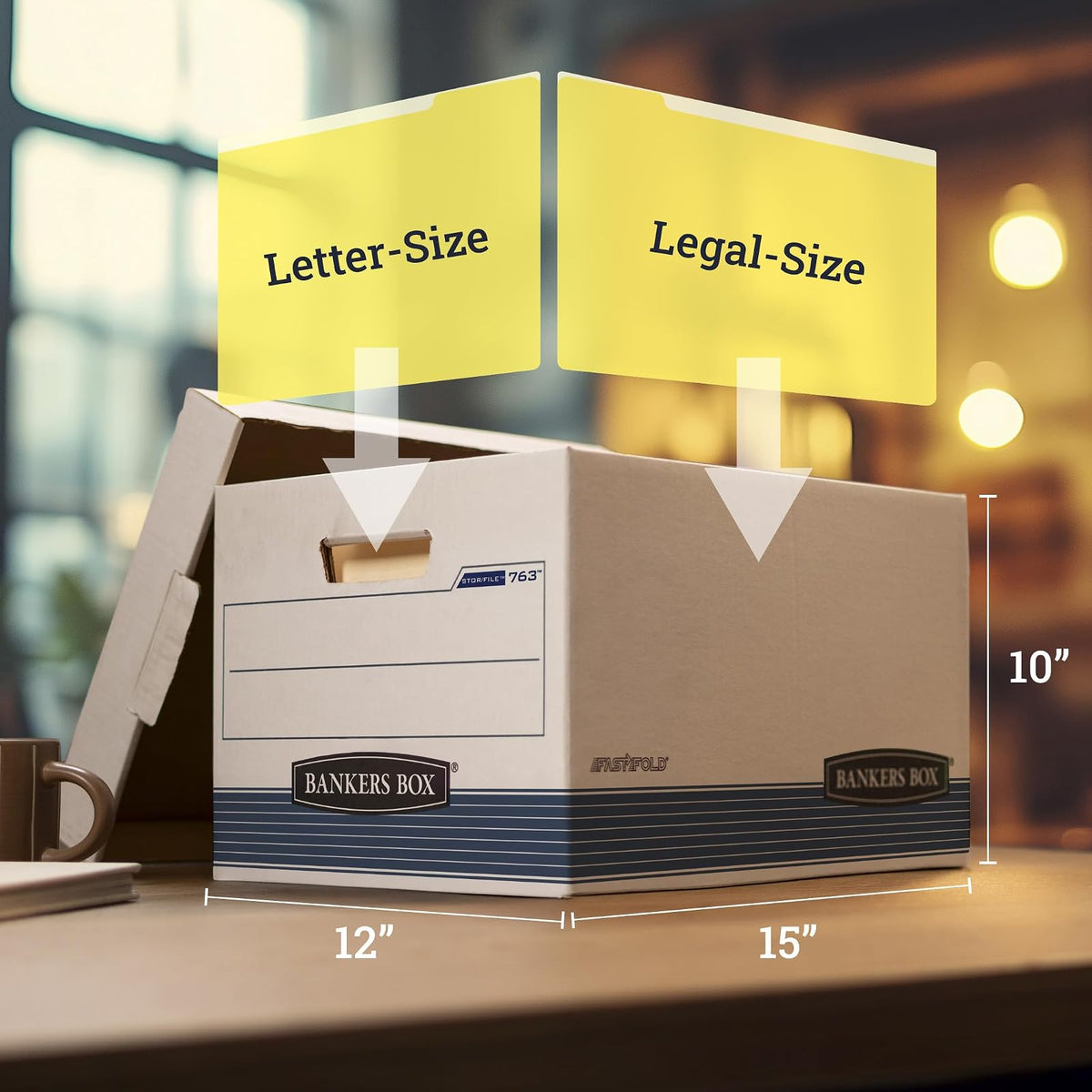 Caja bancaria Stor/Archivo Resistencia media Cajas de almacenaje con tapa de elevación, Carta/Legal, Paquete de 20(0076315)