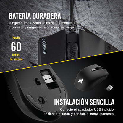 Corsair Harpoon Wireless RGB Ratón Ligero para Juegos FPS/MOBA - 10.000 PPP - 6 Botones Programables - Bluetooth de Baja Latencia - Compatible con iCUE - PC, Mac, PS5, PS4, Xbox - Negro