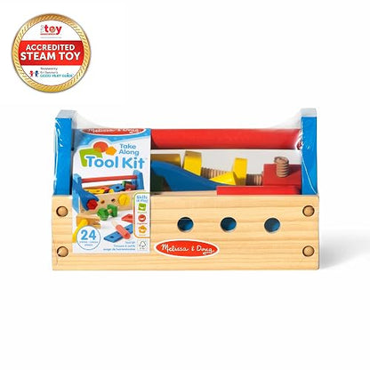 Melissa & Doug Kit de Herramientas de Madera para Llevar, Juguete de Construcción, Juguete de Madera, Juego de Imitación