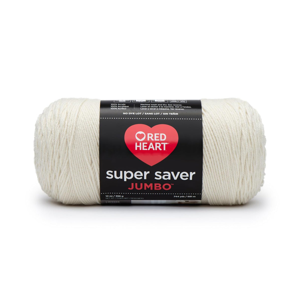 Red Heart Super Saver Estambre Acrílico Jumbo, Paquete de 2, 396 g - 209.56 cm - Color rojo y negro