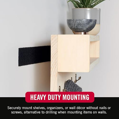 VELCRO Brand Heavy Duty Tape | 16 Foot Roll | Strong Sticky Back Adhesive Holds up to 10 lbs | Industrial Strength Fasteners for Indoor or Outdoor Use | 1-1/2in Width, Black (VEL-30838-USA)