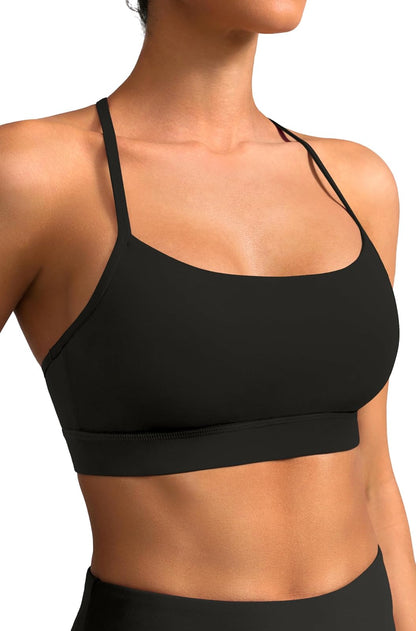 MIRITY Brasier Deportivo Acolchado con Espalda en Y para Mujer, Espalda Cruzada y Tirantes Delgados de bajo Impacto para Yoga y Entrenamiento