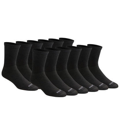 Dickies Calcetines Deportivos para Hombre, Talón y Puntera Reforzados - G - Longitud cómoda Negro Sólido (12 Pares)