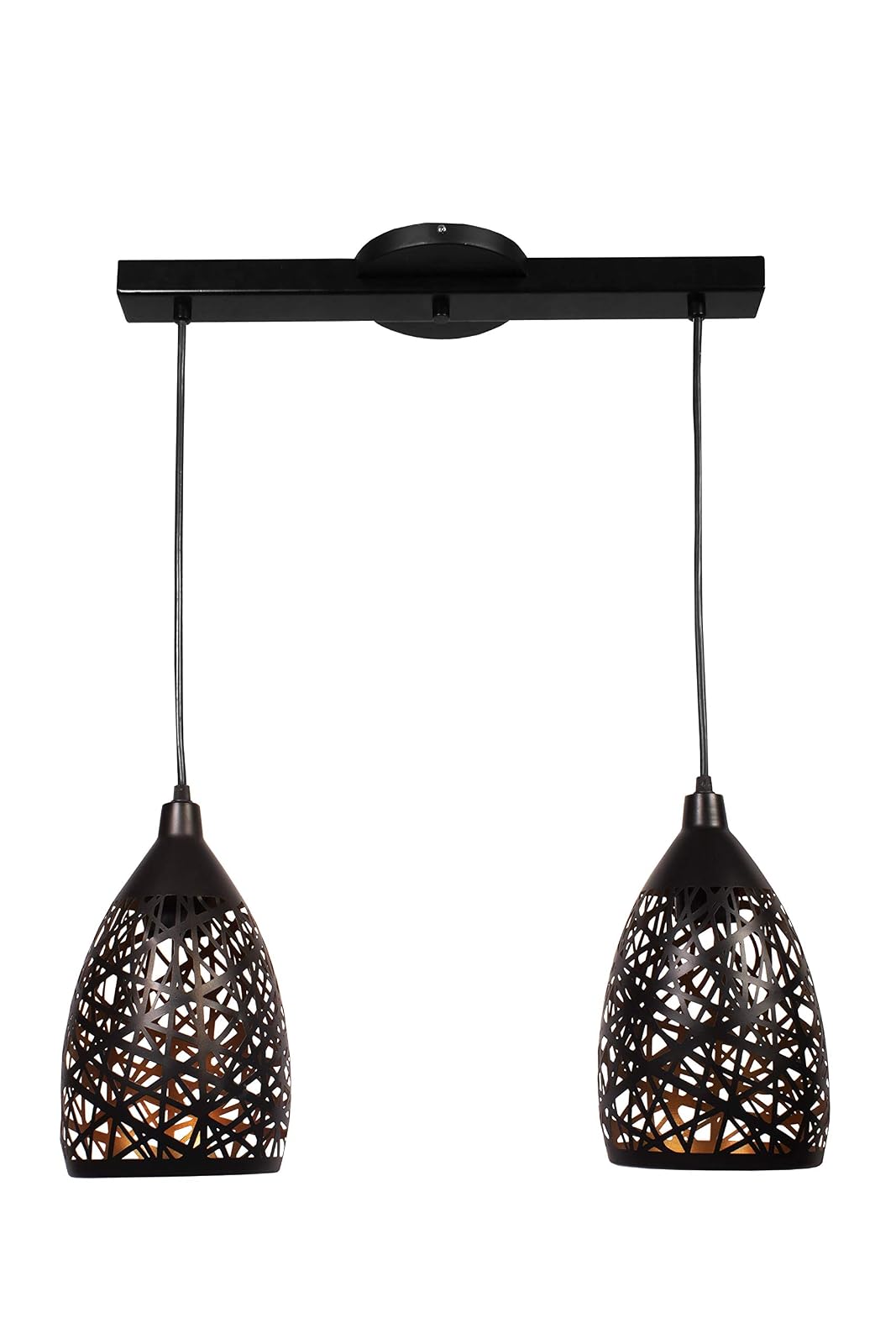 MAXXI MX-CL7007-N/D/2 Candil de Acero Negro, Interior, Dorado Doble en Riel