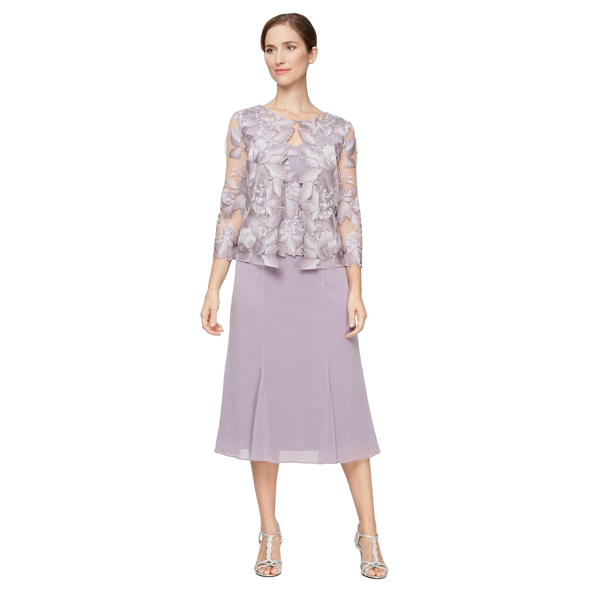 Alex Evenings Vestido Largo de Lado Grande con Chamarra Bolero Vestido para Ocaciones Especiales para Mujer