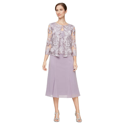 Alex Evenings Vestido Largo de Lado Grande con Chamarra Bolero Vestido para Ocaciones Especiales para Mujer