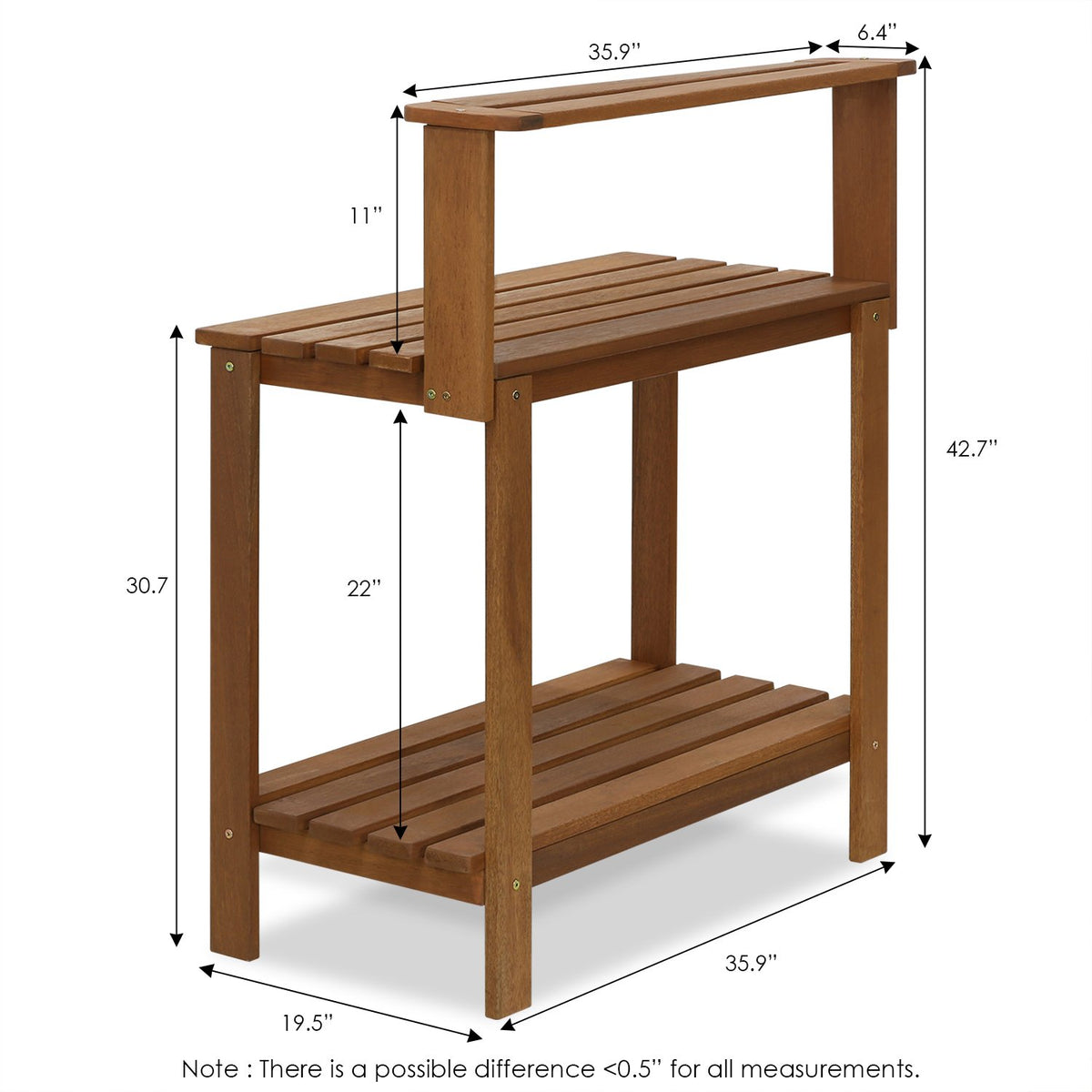 Furinno Tioman Banco para Macetas de Madera Dura, Natural
