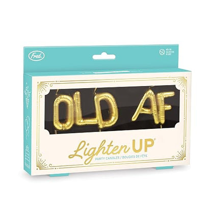 Fred Lighten UP - Velas de fiesta auténticas, AF antiguo, estilo globo dorado metálico, velas divertidas para celebraciones de jubilación y cumpleaños de hitos