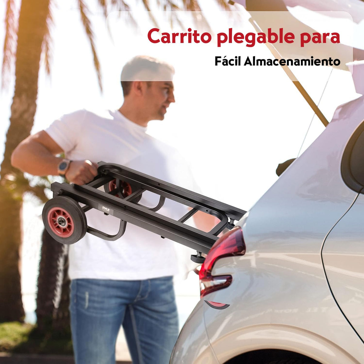 Pyle Carro de Mano 8 en 1 Ajustable Profesional, Capacidad de 150kg, Carro de Plataforma Plegable y Ligero, Ideal para Equipaje, Mudanzas, Almacenes y Envíos, Se Extiende de 64 cm a 101 cm