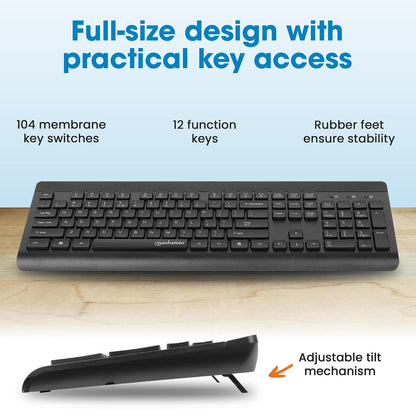 Kit de Teclado y Mouse óptico inalámbricos 2.4G Negro